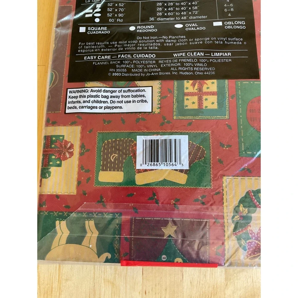 Santas Workbench Christmas Traditions Vinyl Tablecloth 52x52 Square Flannel Back